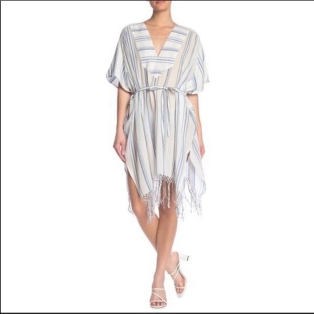 FRAME Striped Cotton Gauze Cover Up‎ Dress, Beach Dress, Blue & White, One Size